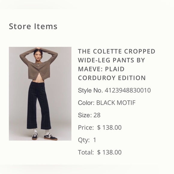 Meave The Colette Cropped Wide-Leg Plaid Corduroy Pants - Picture 9 of 9
